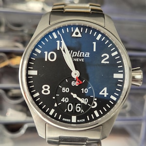 Alpina Startimer Pilot Small Seconds AL-280B4S6B Stainless Steel Swiss Collection Watch,Gift For Fathers,Birthday Gift,All Original,NOS