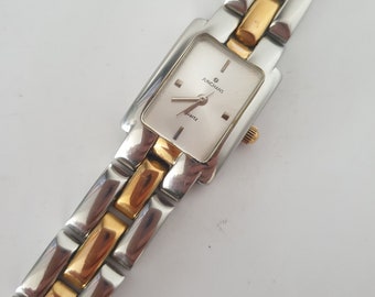 Vintage Junghans Quartz Stainless Steel Silver And Gold 2 Tones Women Watch,  Rectangular  Wristwatch, Perfect  Gift For Her