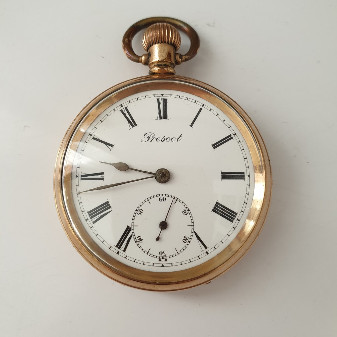 Antique Prescot Gold Plated Pocket Watch England Ca. 1900 Etsy