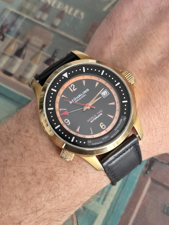 Stührling World Time Automatic Watch, Vintage Stainless  display picture 2