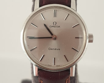 Vintage Omega Geneve Mechanische Handaufzug Damen Armbanduhr 1970, minimalistische, elegante Luxus-Sammleruhr, beste Geschenkidee
