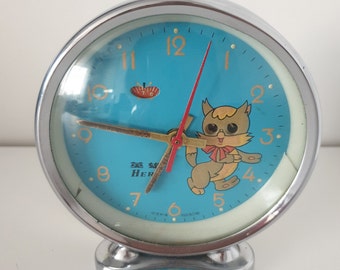 Vintage Animated Shanghai Alarm Clock, 1970s Novelty Table Clock