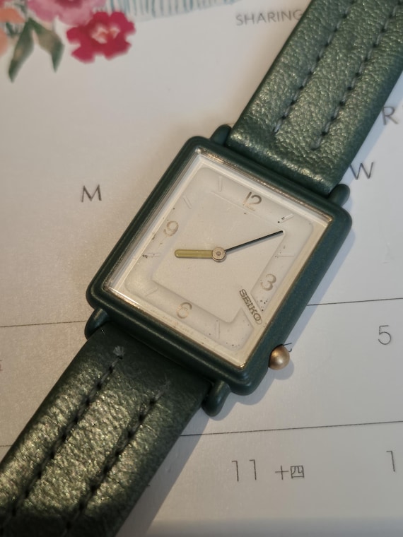 New Old Stock Vintage Seiko Space Ace Pop Watch, Green Tank Case