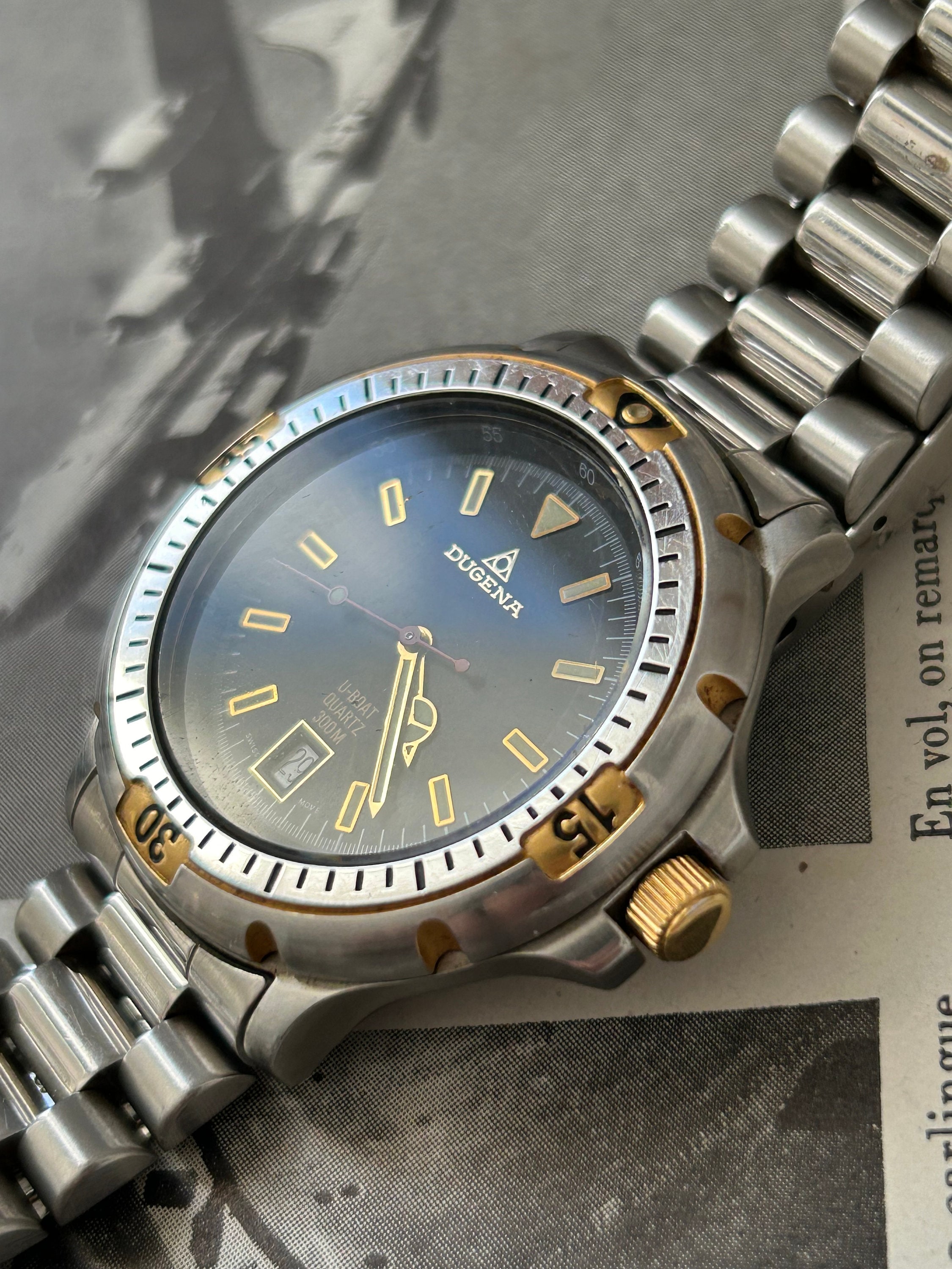 Rare Vintage Dugena U-boat Diver Watch, Swiss Quartz, NOS
