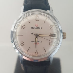 Rzadki zegarek naręczny HELBROS Vintage z lat 50. z naciągiem mechanicznym, minimalistyczny elegancki zegarek kolekcjonerski, najlepszy pomysł na prezent świąteczny