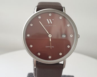 Lovewatch Sapphire Brown Leather Women's Watch, Japan Quartz