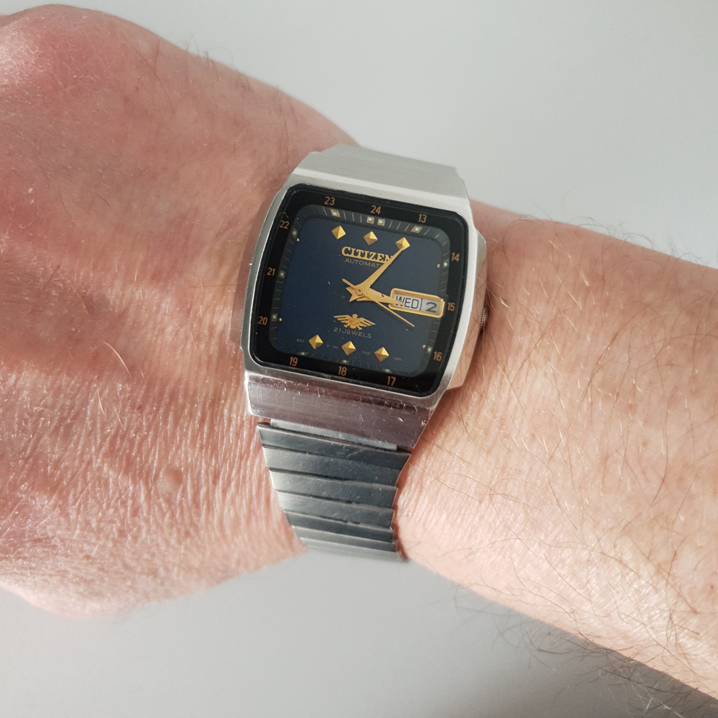 Oro Citizen Orologio Vintage Quadrato CITIZEN Automatic Eagle Rare