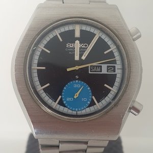 Rare Seiko Chronograph  Automatic WristWatch,Mens Vintage Day Date Black Dial Cal.6139 , Collection Elegant Dress Watch,Best Gift For Him