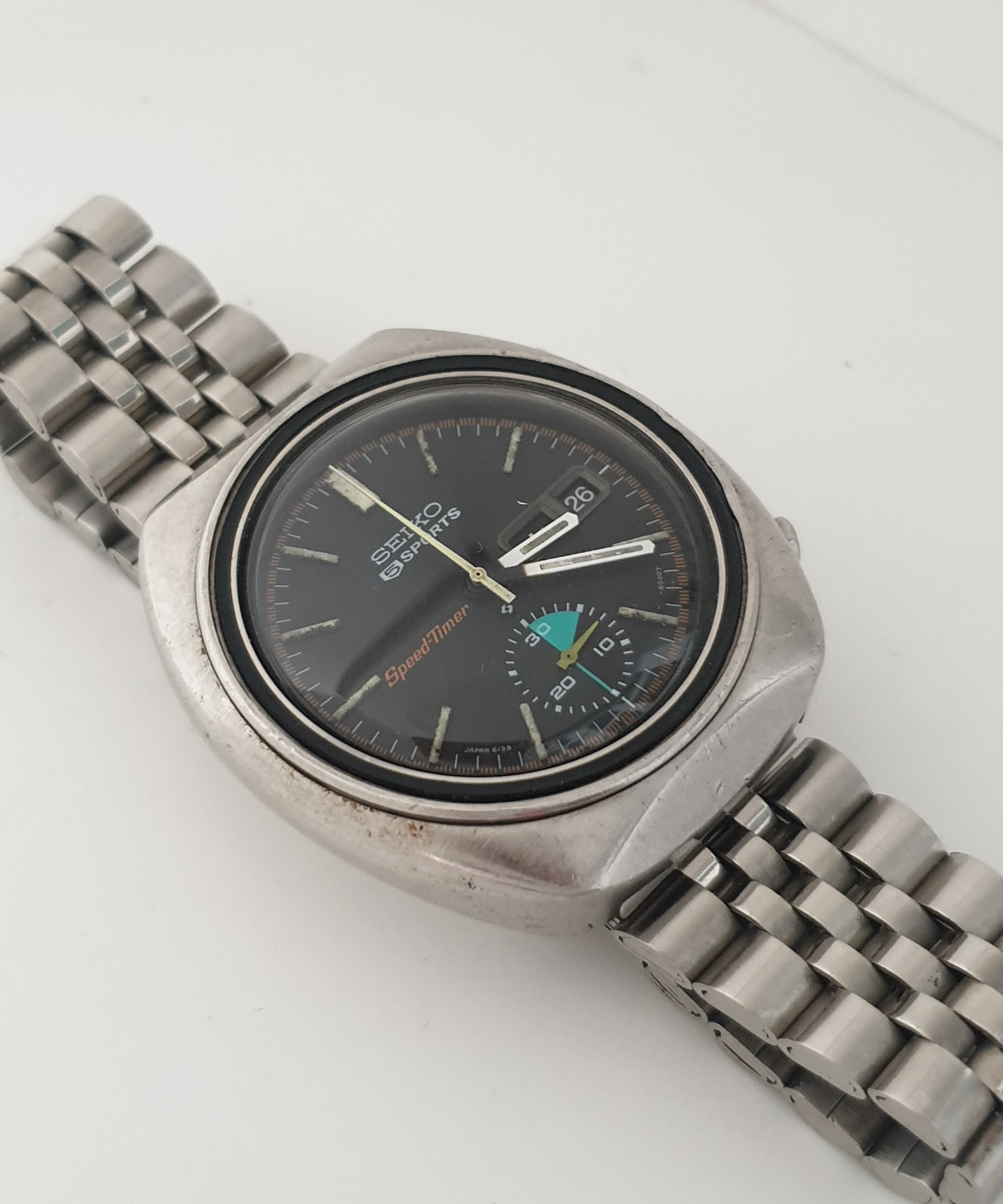 【希少】SEIKO5 sports timer vintage Seiko 5 Sports Vintage Speed timer Overhaul Day Date Blue