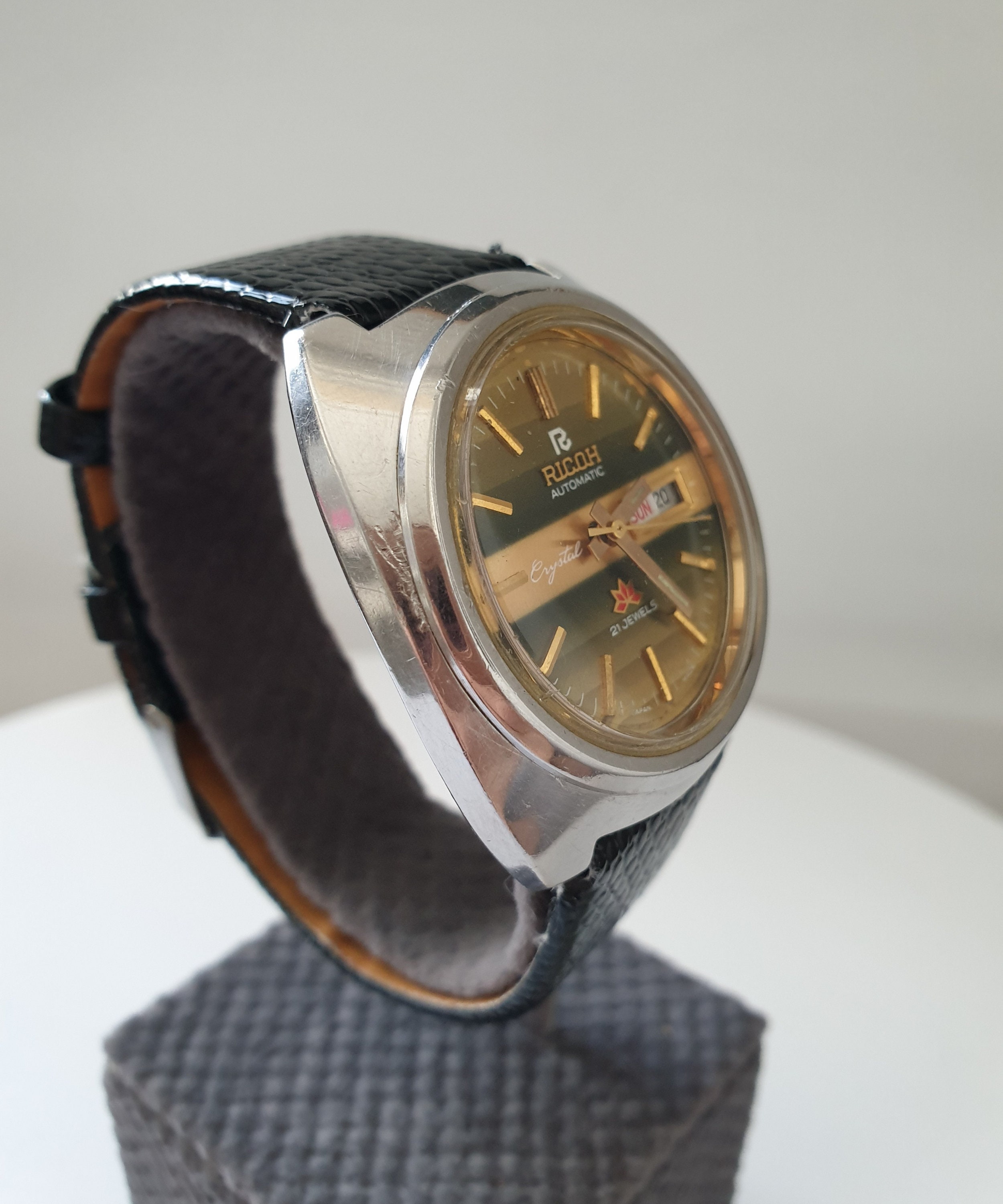 Vintage Ricoh Automatic 1970's Rare Men's Watch Gold Plated
