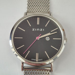 ZINZI Elegant Japan Quartz Wristwatch Retro Steel Silver -BLACK Dial, Minimalist Elegant Dress Watch,Gift For Fathers/Mothers,Nos Condition