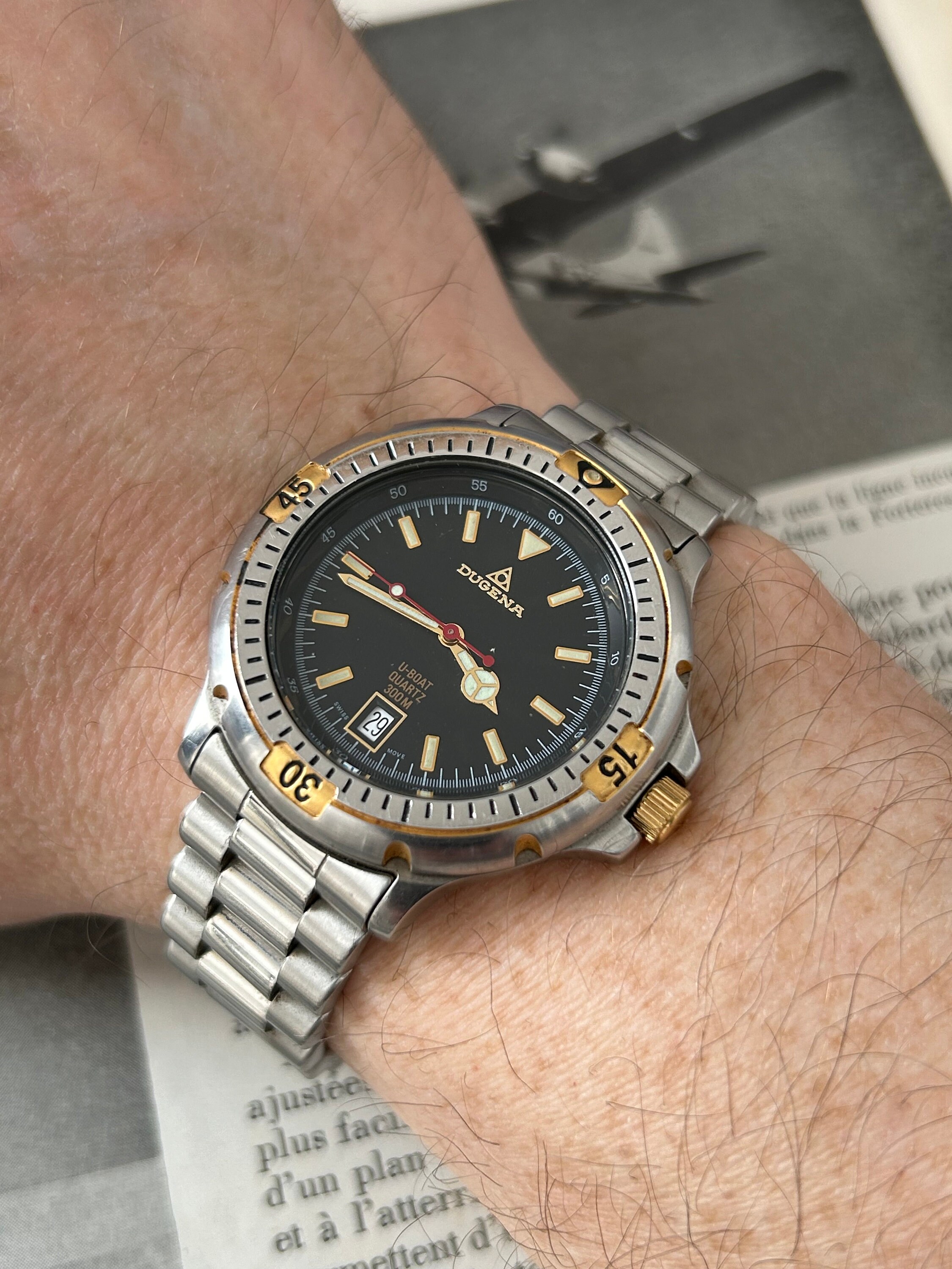 DUGENA アルピナ ダイバーズウォッチ ビンテージクォーツ Rare Vintage Dugena U-boat Diver Watch, Swiss Quartz, NOS
