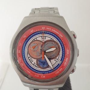 Super Rare Montre Swatch Irony Yos418G Chronograph Travel Man Watch Made Swiss Vintage Collection Watch, NOS Condition, Best Gift For Him