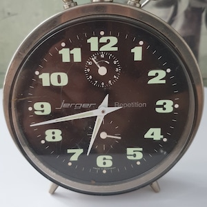 Rare Vintage JERGER Repetition  Alarm Clock Luminous,West Germant Desk Clock,Collection Mechanical Clock&#39;s,Bedside Table Alarm Clock