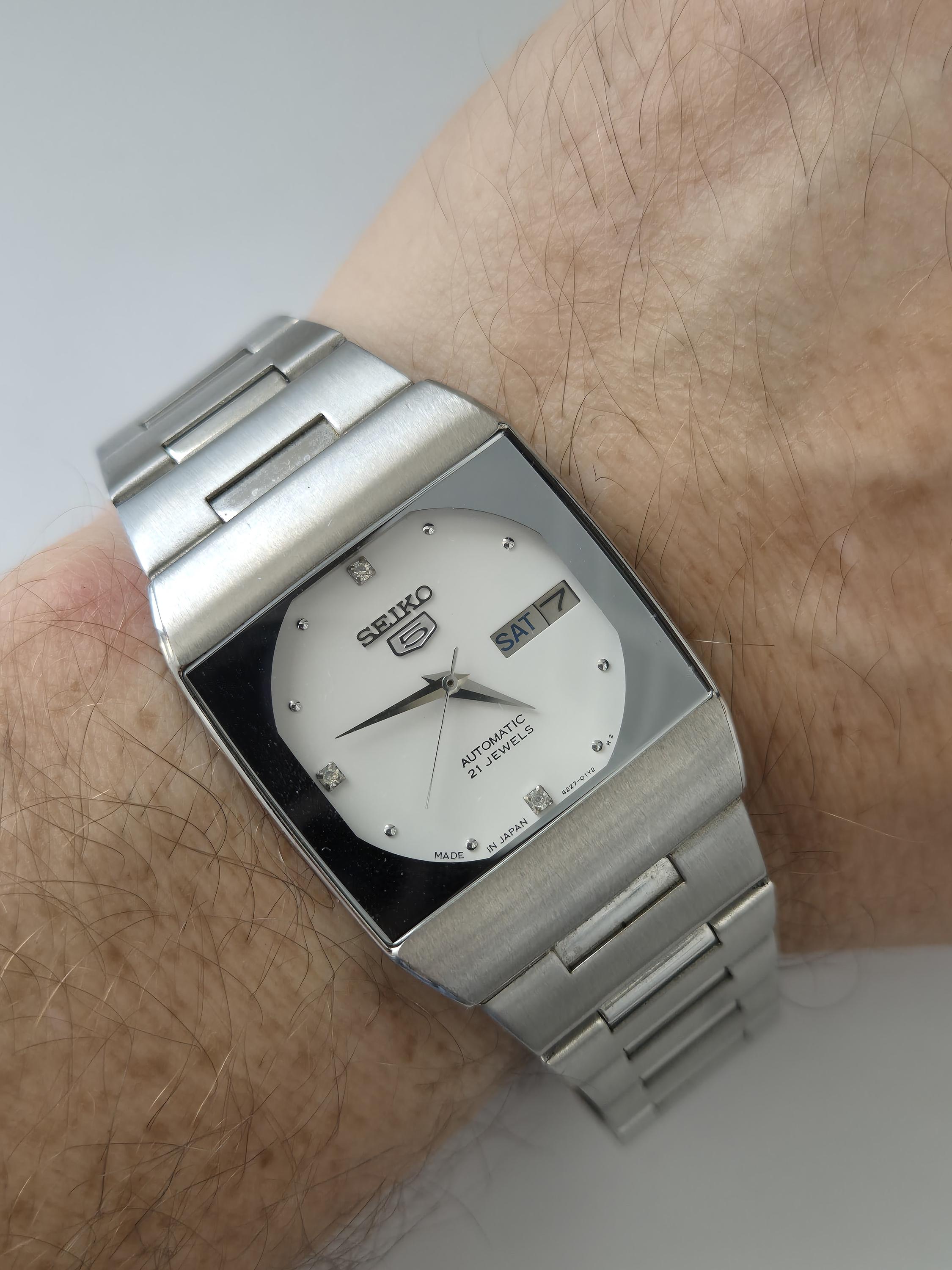 Seiko 5 Watch Automatic Tank 4227 00B0 21 Jewels Silver Rare Vintage NOS Condition full Original fathers Day Gift collection Timepieces Etsy UK