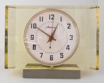 Rare Vintage Molnija USSR Mechanical Table Clock, Antique Russian Desk Clock,Wind Up Clock,Collection Clock,Soviet Made Clock