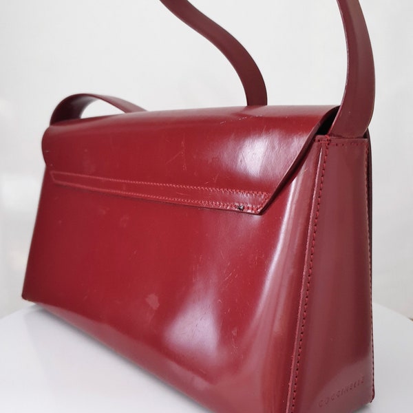 Vintage Coccinelle rood lederen vrouwen schouder handgemaakte tas, Italiaans gemaakte tas voor vrouwen, NOS tas, Italiaanse Cognac tas