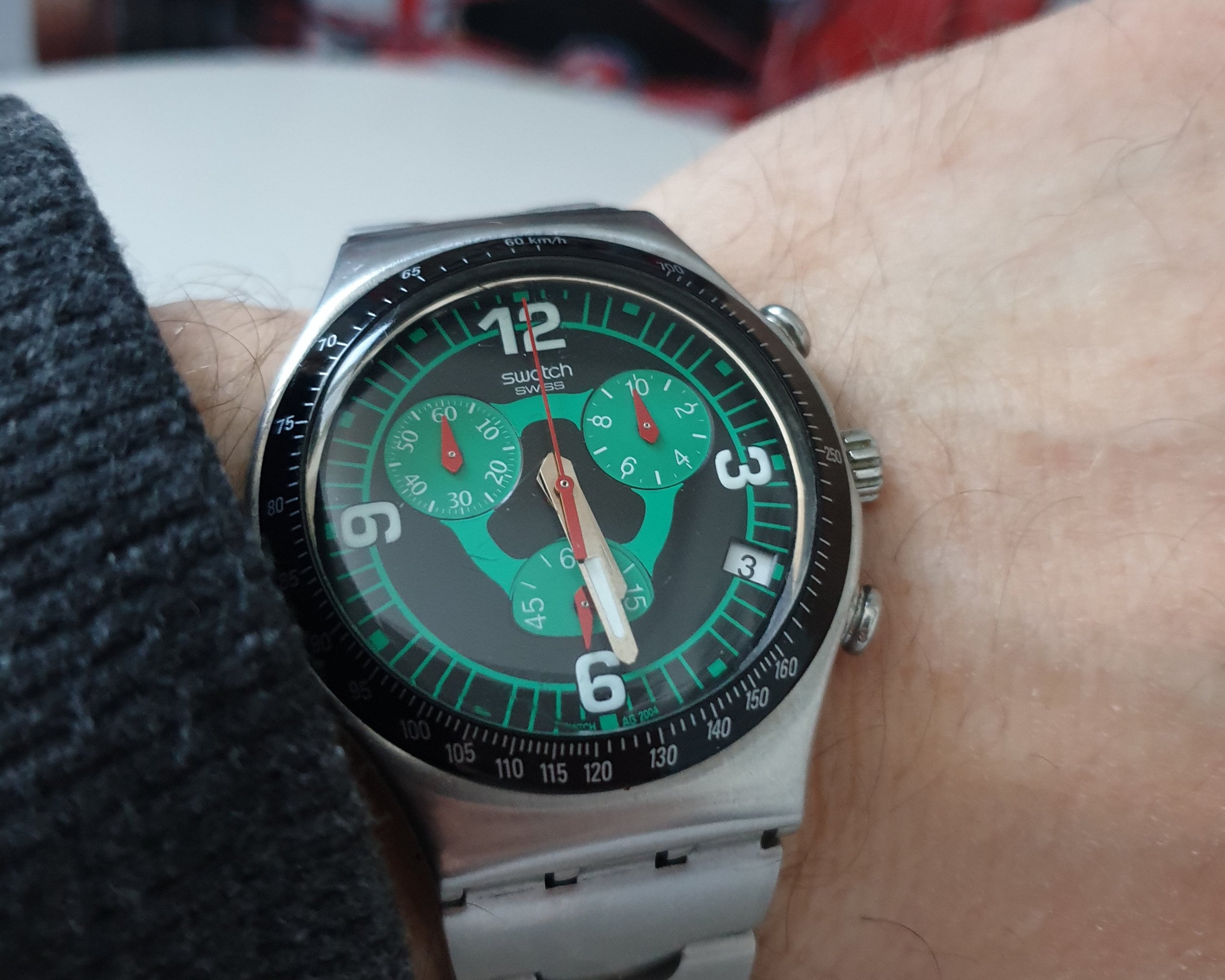 Vintage Swatch Rattlesnake Chronograph Watch, Black Dial, Swiss 