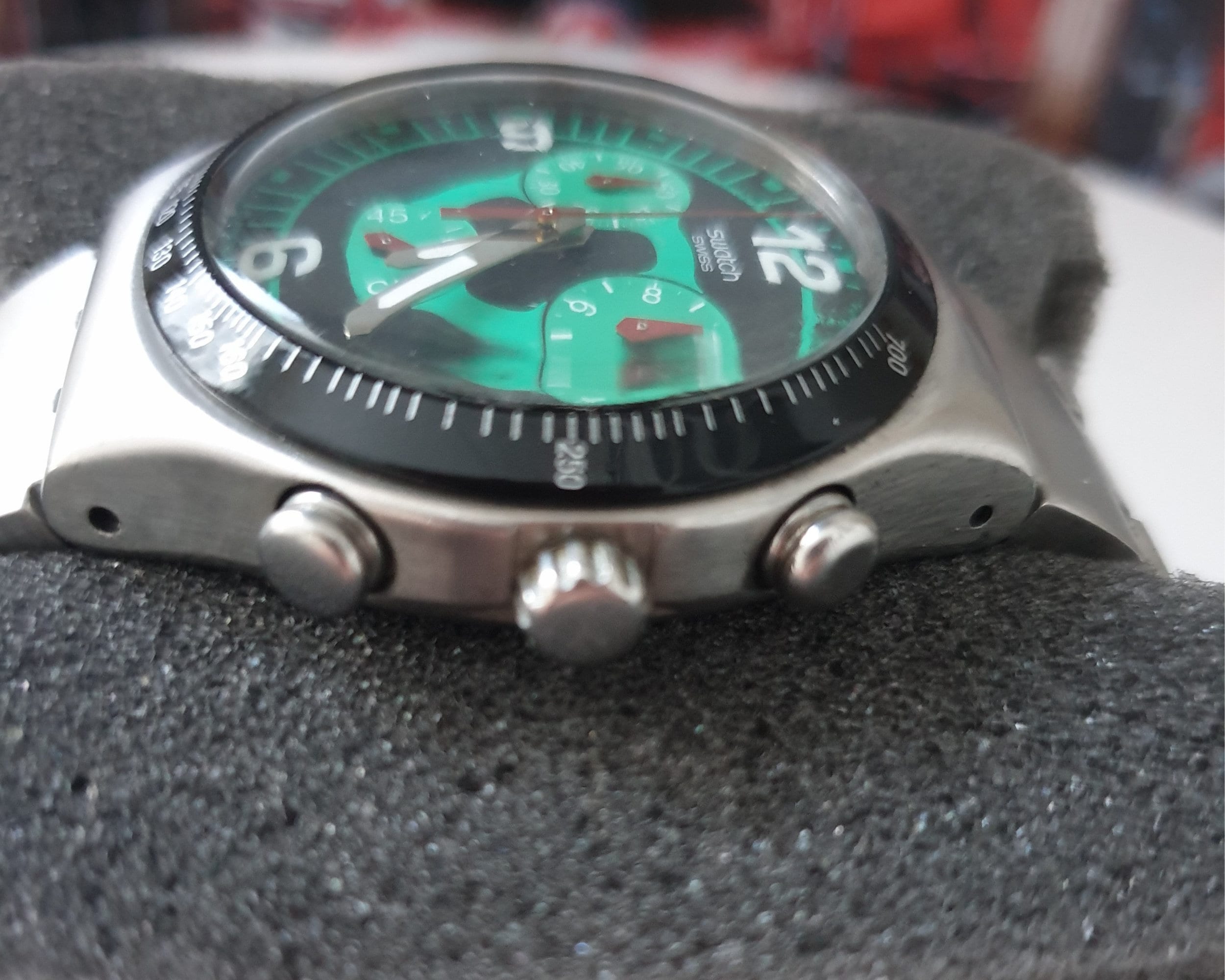 Vintage Swatch Rattlesnake Chronograph Watch, Black Dial, Swiss 