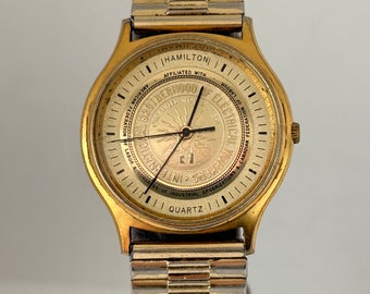 SELTENE Vintage Mihamilton Quartz Cal ETA 955.114 1980er Jahre, Schweizer Kollektionsuhren, minimalistische elegante Kleideruhr, alles Original