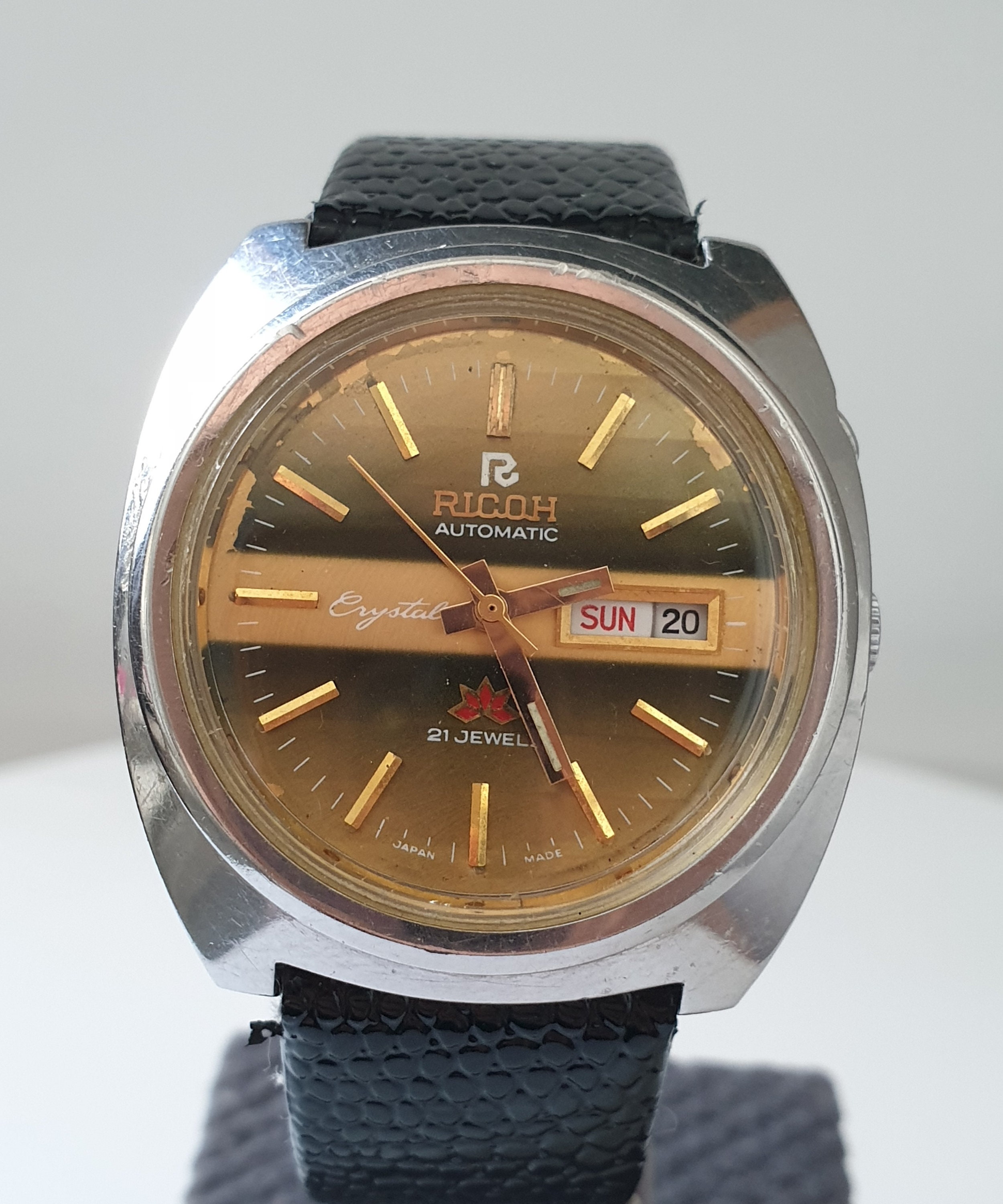 Vintage Ricoh Automatic 1970's Rare Men's Watch Gold Plated