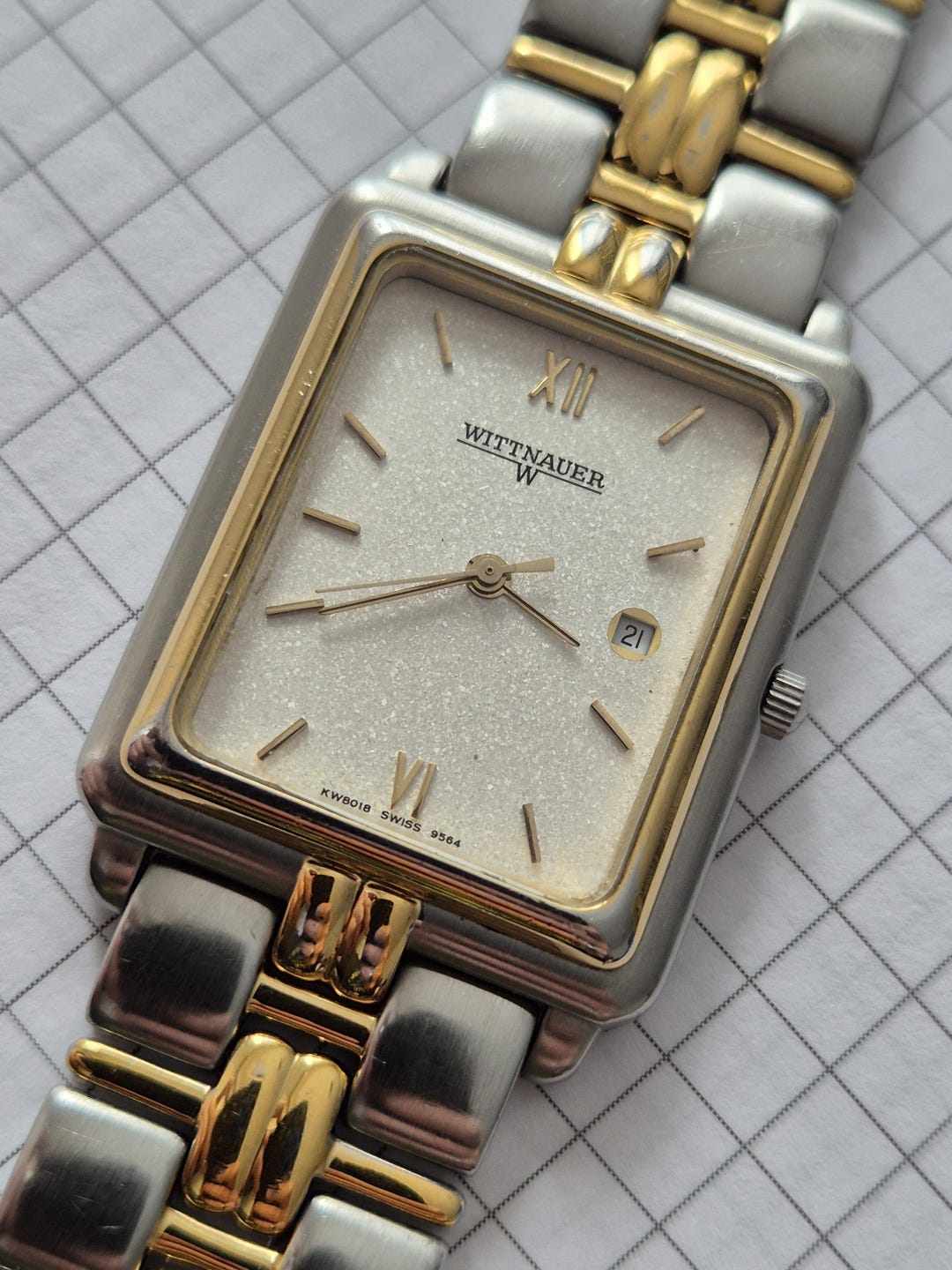 Wittnauer Longines Rare Vintage Watch Two-Tone Case White Dial Leather Strap Rare Minty Wittnauer Longines Chancellor VTG Wrist Watch 17j  main image 2