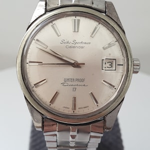 Rare Seiko Sportsman Calendar Diashock Mechanical Handwinding Seikosha 957 Movement 1960s  Vintage Mens Collection Watch, The Best Gift Idea