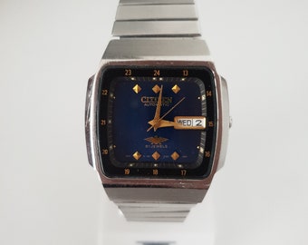 CITIZEN Automatic Eagle Rare Rectangular Vintage Watch Minimalist  Elegant Dress Japan Wristwatch,Citizen Tank Case Watch