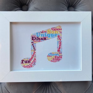 Nota musical personalizada Word Art, solo impresión, regalo, arte de pared, cualquier ocasión
