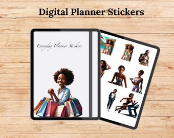 Black Woman Planner Stickers: Everyday Digital Stickers (Goodnotes)