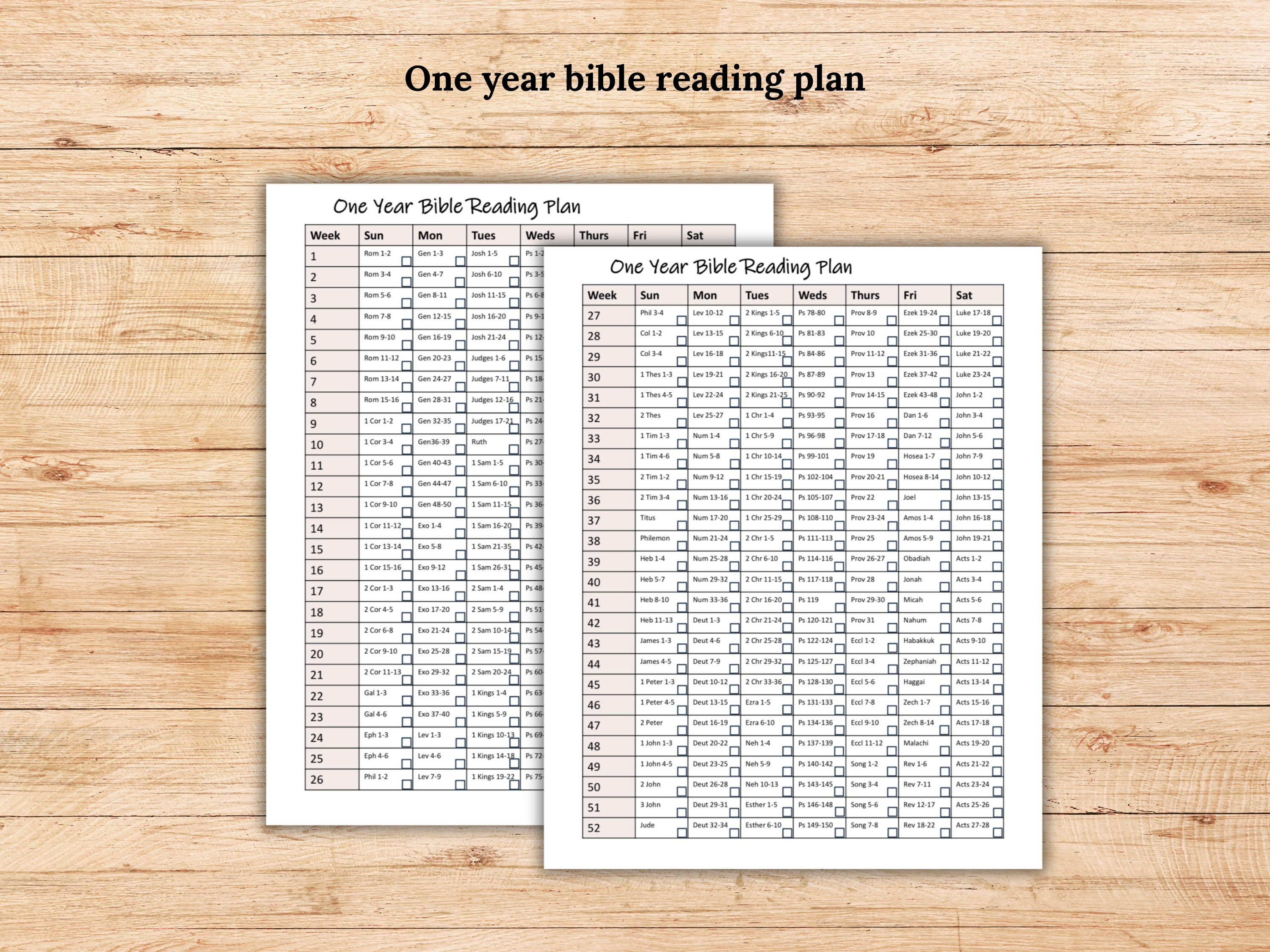 Bible Reading Plan, Bible Reading Checklist, Tracker, Yearly, Bible ...