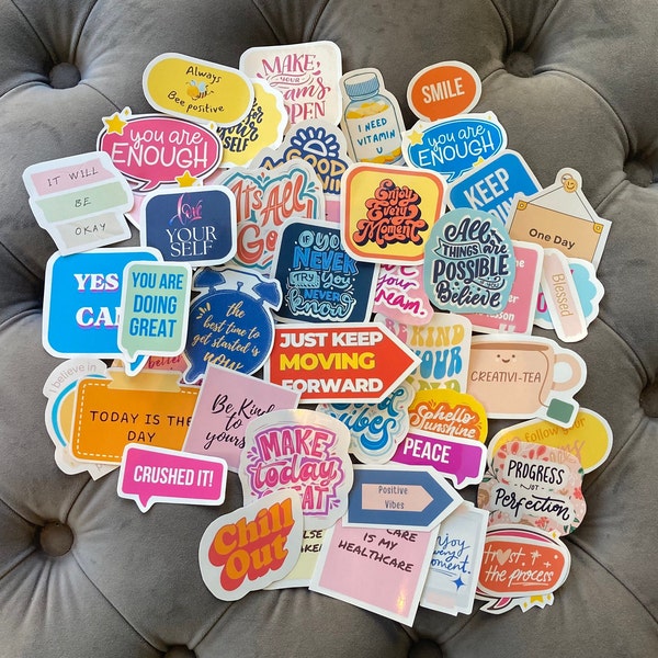Motivational vinyl glossy stickers with free custom stickers, inspirational, positive stickers, sticker quotes