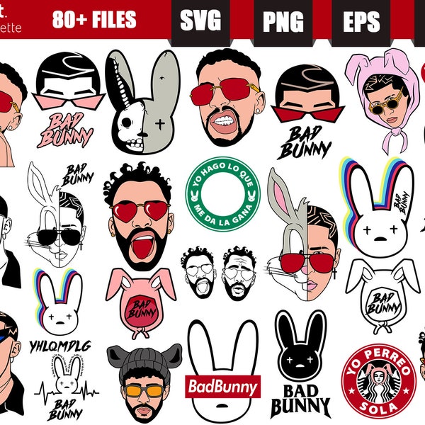 bad bunny svg for cricut, bad bunny png, Bad bunny svg bundle, vector files, digital download, Layered Files