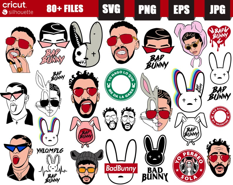 Bad Bunny Svg for Cricut, Bad Bunny Png, Bad Bunny Svg Bundle, Vector