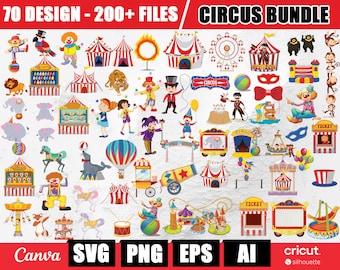 Cirkus Svg Bundle, Karneval Svg, Cirkus Png-filer, Karnevalstält, Cirkus Clipart, Karneval Clipart, Direktnedladdning, Digitala Filer