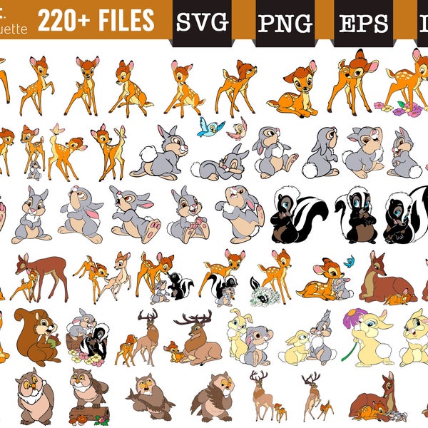 200+ Bambi SVG, Bambi png, Bambi Clipart, Hirsch svg für Cricut, digitale Dateien, Instant Download