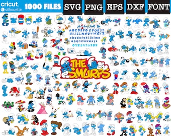 Smurfs Svg Bundle, Smurfs Png, Clipart Files, Smurfs Birthday Svg for Cricut, cut files, Smurfs Font, Birthday Svg, Instant Download