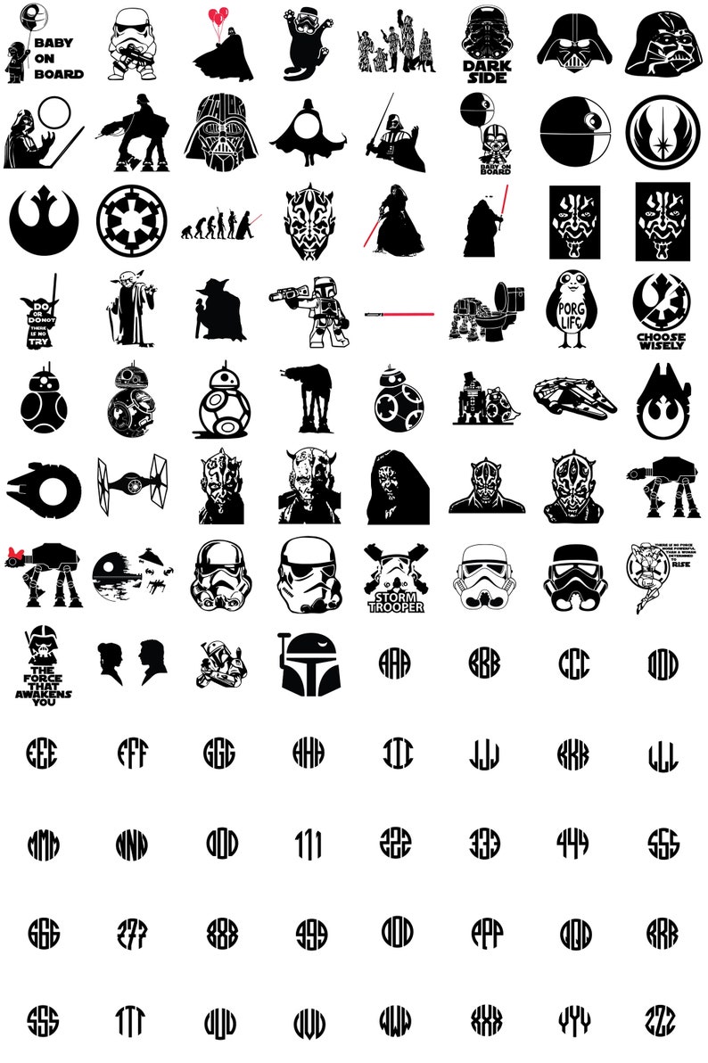 Star Wars svg, 2500 Starwars svg Bundle, Star Wars png, svg-Dateien für Cricut, Darth Vader svg, mandalorian svg, svg für Cricut, Layered Bild 10