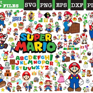 マリオ svg バンドル、スーパー マリオ png、クリカット用 SVG、マリオ カート svg、マリオ ブラザーズ svg/png、Layeref ファイル、マリオ フォント svg ファイル、即時ダウンロード