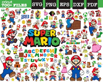 Mario svg-paket, super mario png, SVG för Cricut, mario kart svg, mario bros svg/png, Layeref-filer, mario typsnitt svg-filer, direktnedladdning