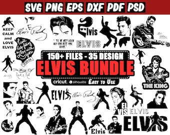Elvis Presley Svg Bunde, Elvis Presley Clipart / Png, Rock Svg, Elvis Presley Guitar, Cricut & Silhouette, Eps, Pdf, Vector Instant Download