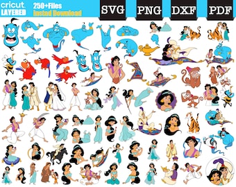 Aladdin svg, jasmine svg bundle, princess jasmine svg, magic carpet ride, aladdin png, svg for cricut, Descarga instantánea - Layeref Files