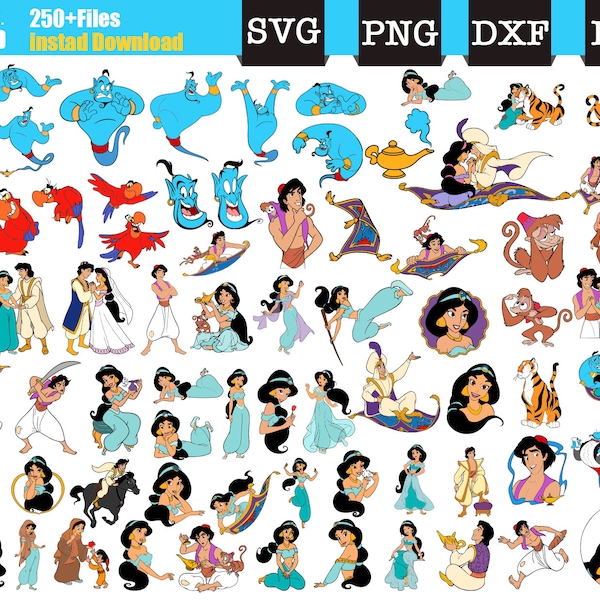 Aladdin svg, jasmine svg bundle, princess jasmine svg, magic carpet ride, aladdin png, svg for cricut, Instant Download - Layeref Files