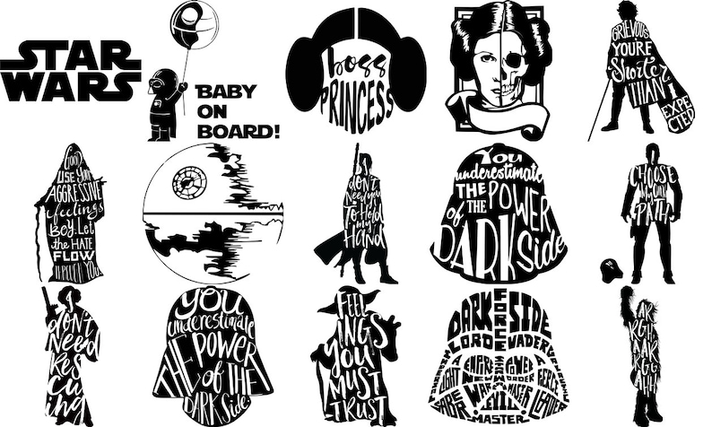 Star Wars svg, 2500 Starwars svg Bundle, Star Wars png, svg-Dateien für Cricut, Darth Vader svg, mandalorian svg, svg für Cricut, Layered Bild 9