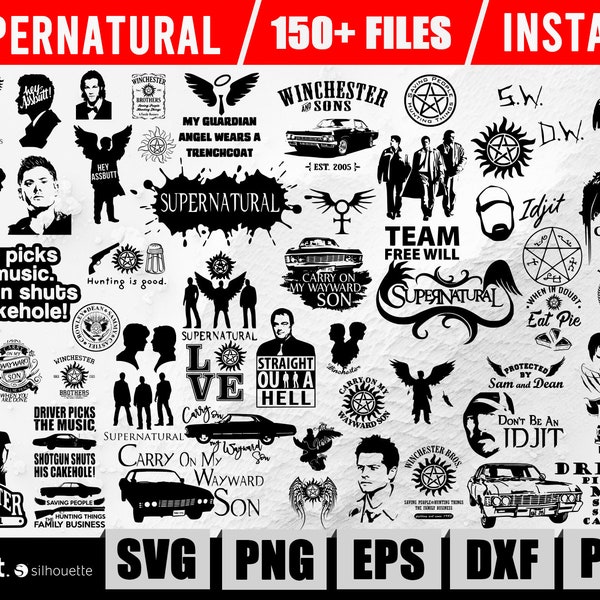 Supernatural Svg, Supernatural Team Svg, Supernatural Png Files, Svg For Cricut, Sam and Dean Stencil Svg, Instant Download