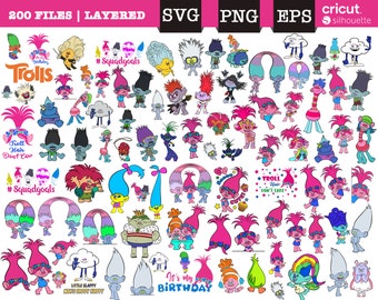 Trolls SVG-paket, Trolls World Tour-svg, Trolls PNG, Trolls svg-födelsedag, Trolls vallmo-svg, svg för Cricut