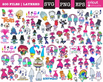 Trolls SVG bundle, trolls world tour svg, Trolls PNG, trolls svg birthday, trolls poppy svg, svg for cricut