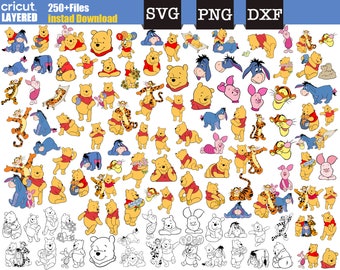 Può includere: Una collezione di oltre 250 file SVG, PNG e DXF stratificati con Winnie the Pooh e i suoi amici. Le immagini includono varie pose ed espressioni di Winnie the Pooh, Tigro, Maialino, Ih-Oh e altri personaggi della amata franchigia Disney.