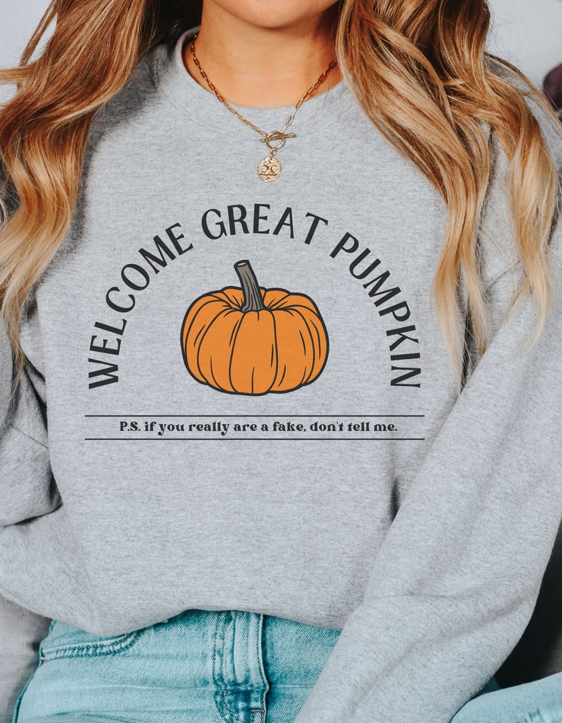 Welcome Great Pumpkin Sweatshirt, Charlie Brown Sweatshirt, Halloween Sweatshirt, Halloween Gift, Autumn Gift 画像 5