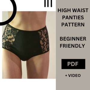 High waist panties pattern, vintage lingerie. Beginner friendly, PDF + instructions + video